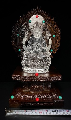 冰塊涨光料白水晶四臂觀音