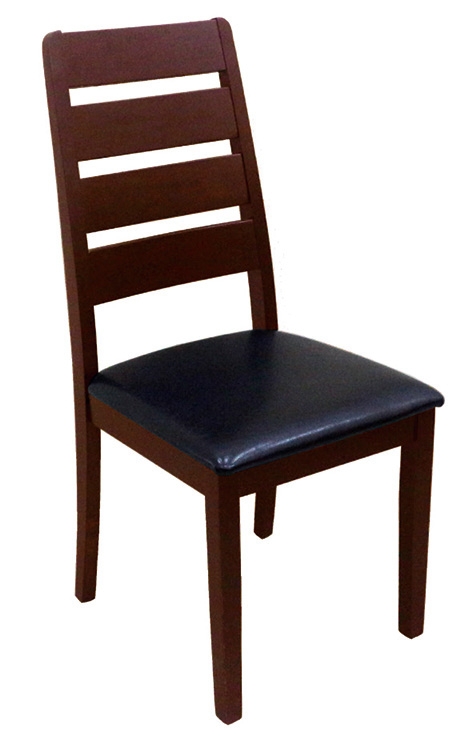 926-14羅馬尼亞胡桃色黑皮餐椅