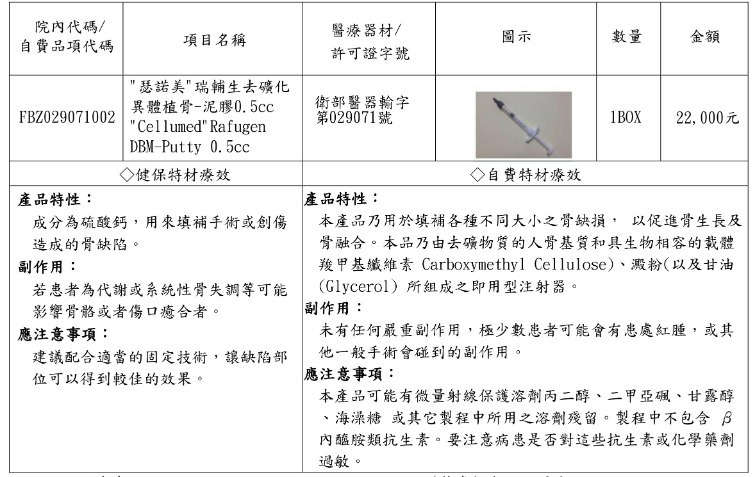 瑟諾美-瑞輔生去礦化異體植骨-泥膠0.5cc