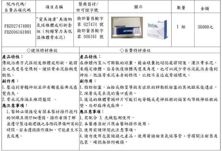 愛美迪康美迪納氣球椎體成形術套組+擎力美椎體骨水泥Z0174+Z0156