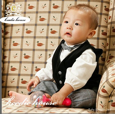Keedie house兒童禮服出租/攝影造型/走秀表演/花童服出租~男童baby連身裝禮服70/80