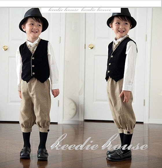Keedie house兒童禮服出租/攝影造型/畢業造型/花童服出租~A03夏季男童咖啡氣質款禮服80/90/100/110/120