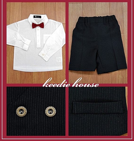 Keedie house兒童禮服出租/攝影造型/走秀表演/畢業造型/花童服出租~日本製黑色夏季男童禮服90