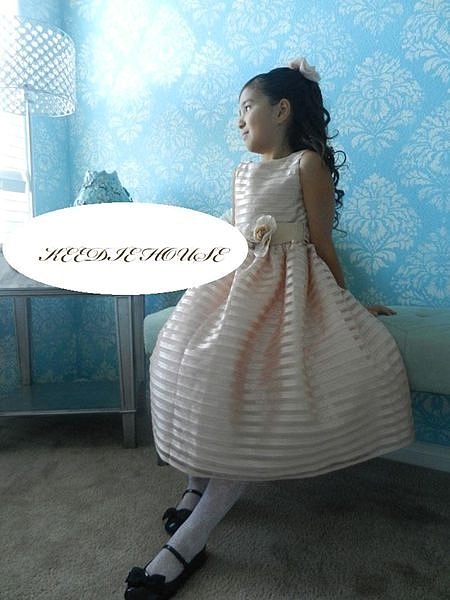 Keedie house兒童禮服出租/攝影造型/走秀表演/畢業造型/花童服出租~粉紅葛蕾莎紗裙禮服100