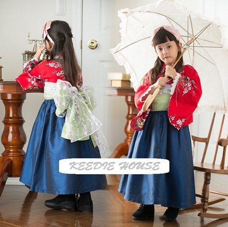 Keedie house兒童禮服出租/攝影造型/表演服/兩用式和服~120