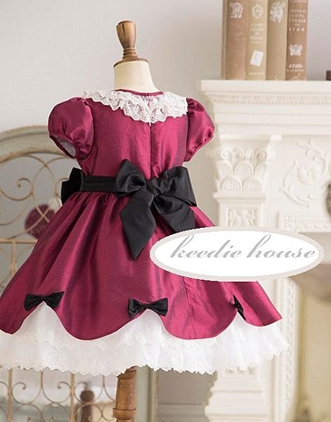 Keedie house兒童禮服出租/攝影造型禮服/表演服/畢業造型/花童服/ 艾莉兒緞面蝴蝶結禮服130~