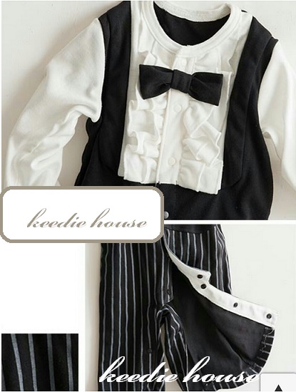 Keedie house兒童禮服出租/攝影造型/走秀表演/花童服出租~日本男童連身假兩件背心款禮服70/80