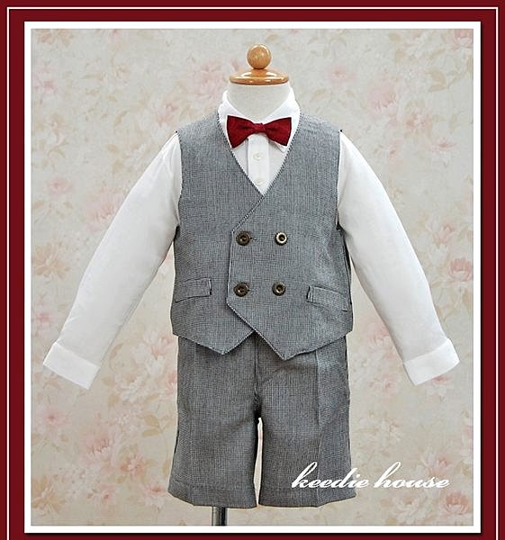 Keedie house兒童禮服出租/攝影造型/走秀表演/花童服出租~日本製夏季男童禮服灰背心款95