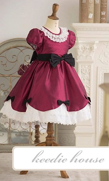 Keedie house兒童禮服出租/攝影造型禮服/表演服/畢業造型/花童服/ 艾莉兒緞面蝴蝶結禮服130~