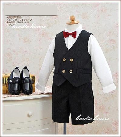 Keedie house兒童禮服出租/攝影造型/走秀表演/畢業造型/花童服出租~日本製黑色夏季男童禮服90