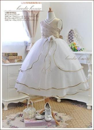 Keedie house兒童禮服出租/攝影造型/走秀表演/演奏會/花童服~香檳霧金長版紗裙禮服130-135