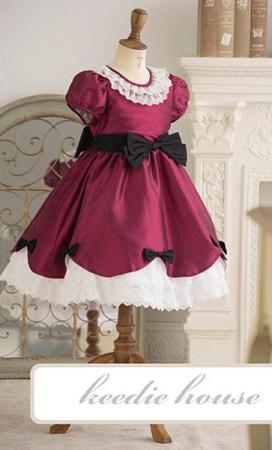 Keedie house兒童禮服出租/攝影造型禮服/表演服/畢業造型/花童服/ 艾莉兒緞面蝴蝶結禮服130~
