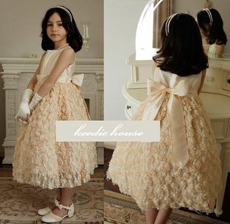 Keedie house兒童禮服出租/攝影造型/走秀表演/畢業造型/花童服~維多莉亞浪漫玫瑰花紗禮服130/140