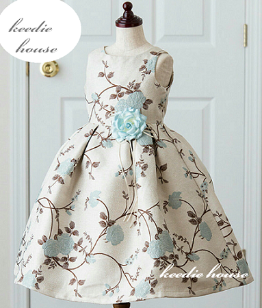 Keedie house兒童禮服出租/攝影造型/表演/演奏會~復古玫瑰刺繡款大童禮服140~