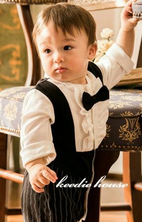 Keedie house兒童禮服出租/攝影造型/走秀表演/花童服出租~日本男童連身假兩件背心款禮服70/80