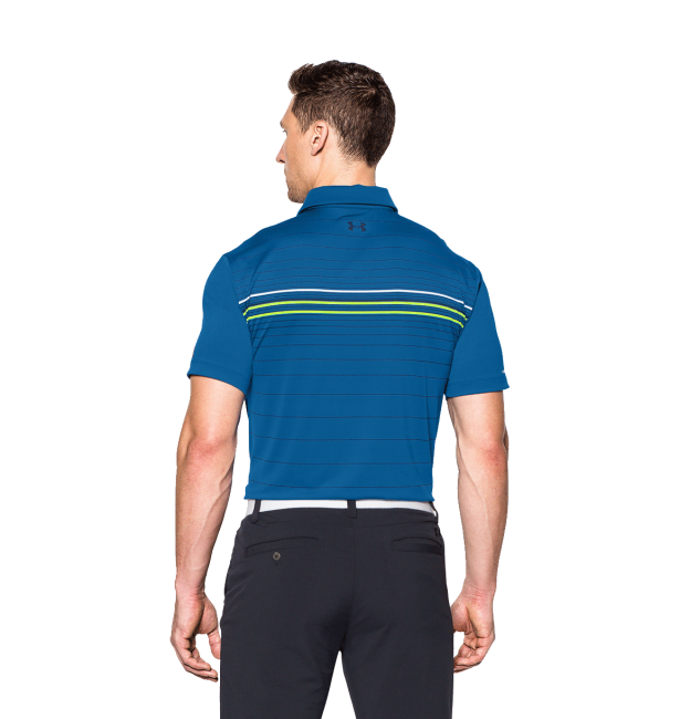 男子UA coldblack™ Engineered條紋Polo衫(天藍)