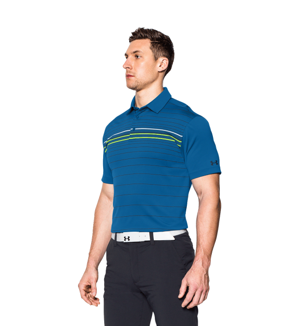 男子UA coldblack™ Engineered條紋Polo衫(天藍)