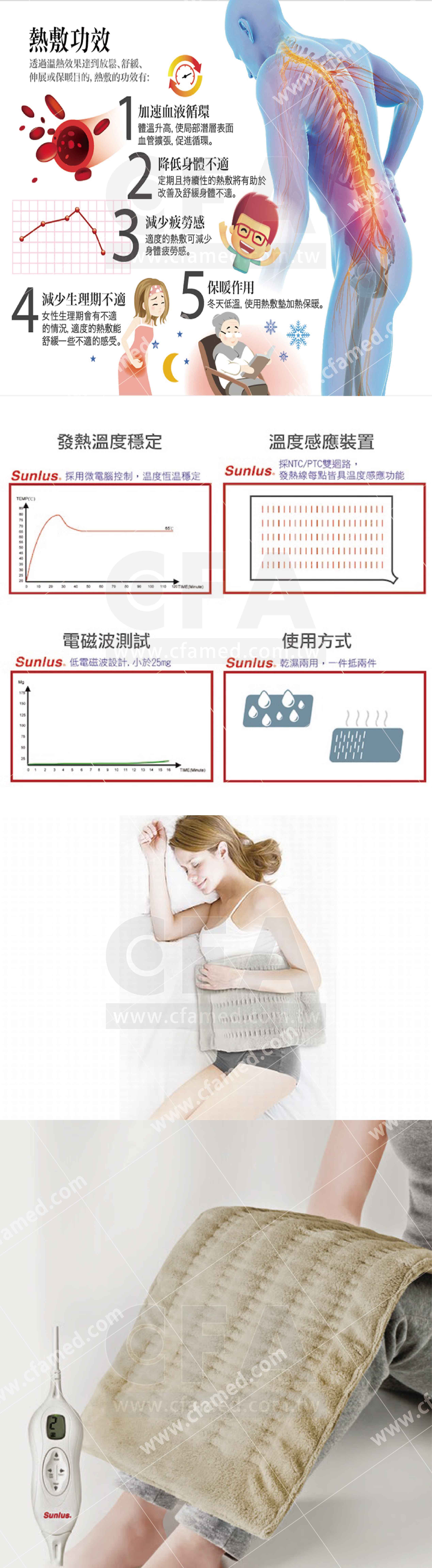 SP1206BR 三樂事LCD熱敷柔毛墊(大)