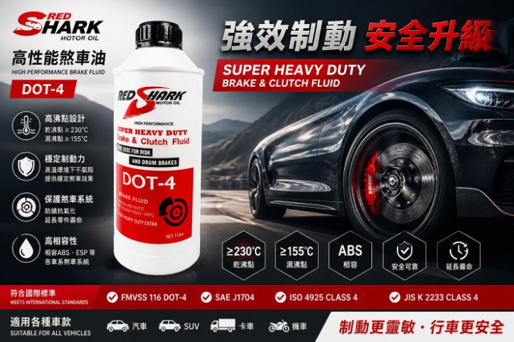 紅鯊超高溫高級煞車油RS DOT 4