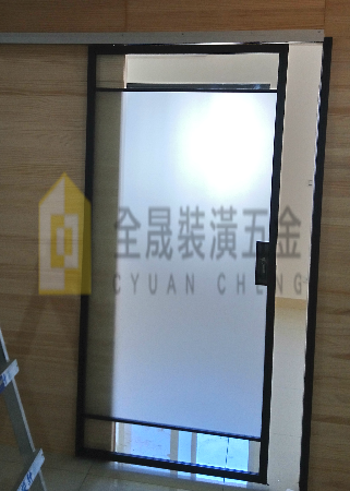 鋁框懸吊拉門.咖啡框/清+噴砂玻5mm+勾鎖/分隔條