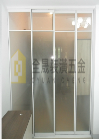 鋁框落地推拉門白框+5mm清玻.噴砂強化+分隔鋁條