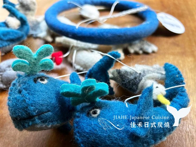 羊毛氈・吊飾串・鯨魚海洋