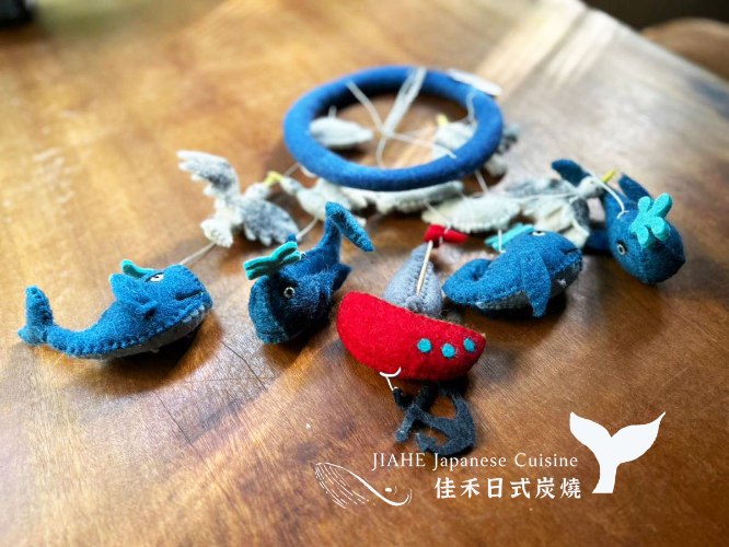 羊毛氈・吊飾串・鯨魚海洋