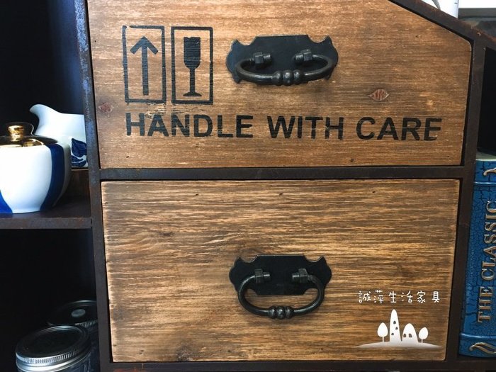木質仿鏽長頸鹿邊櫃兩抽