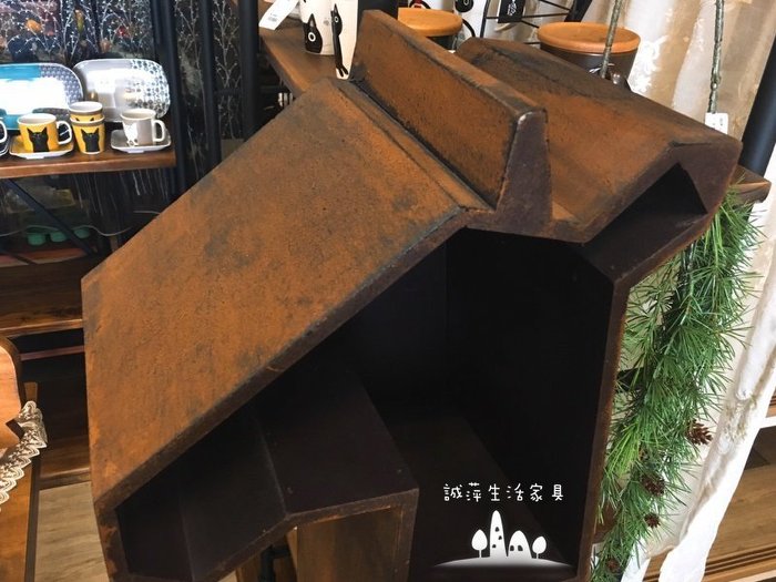 木質仿鏽長頸鹿邊櫃兩抽