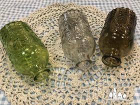 雕花玻璃瓶*2 + 仿古銅玻璃澆花器