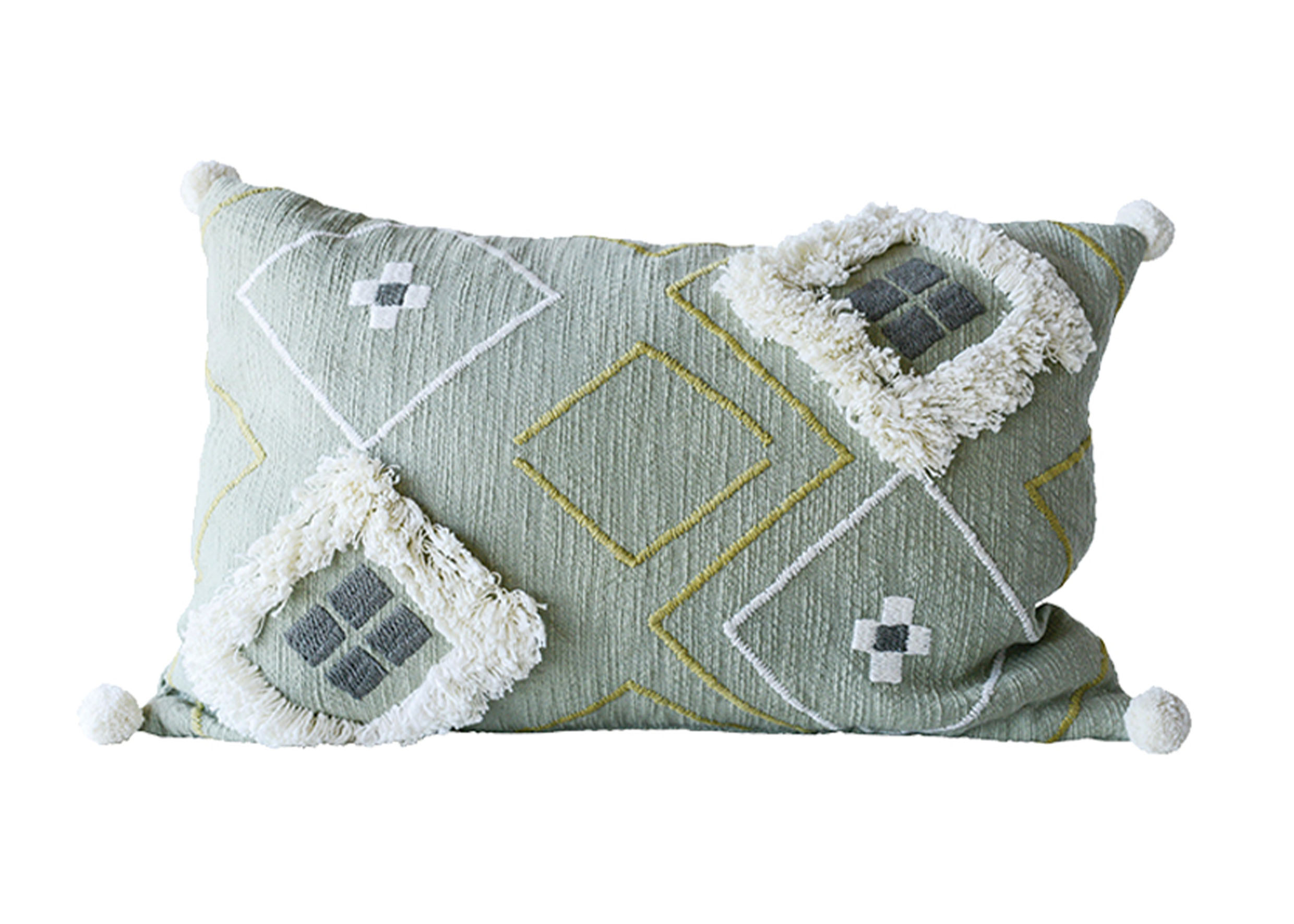 刺繡抱枕(灰綠色)