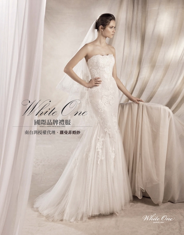 知名西班牙品牌Pronovias及White One的婚紗多半以魚尾造型為主｜歐式婚紗