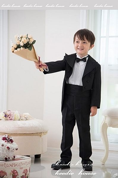 Keedie house兒童禮服出租/攝影造型/走秀演奏表演/畢業造型/花童服出租~男童黑色燕尾服80/90/100/110/120/130