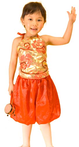 樂舞戲劇服裝租借制作(總店)-紅金肚兜+紅短褲 21206C